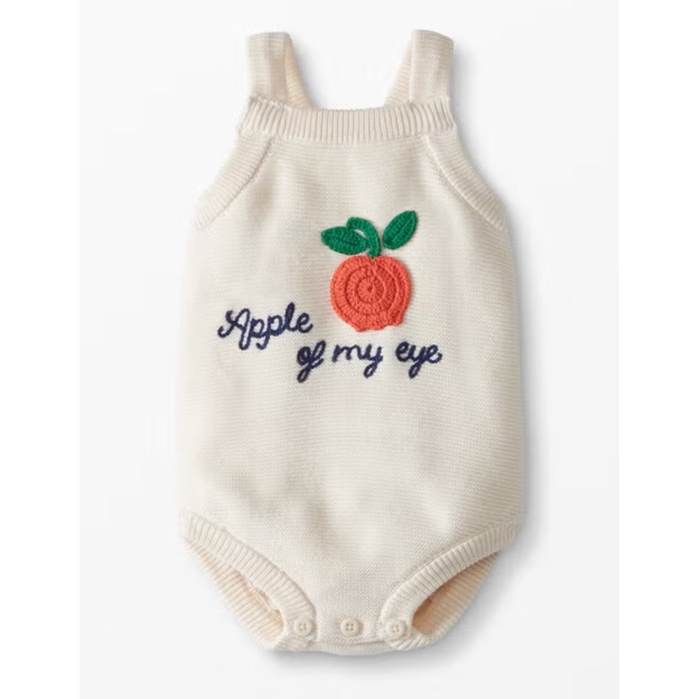 Hanna Andersson‎ Baby Embroidered Sweater Romper 90 Ivory Knit